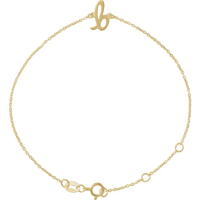 14K Yellow Initial B 6 1/2-7 1/2" Bracelet