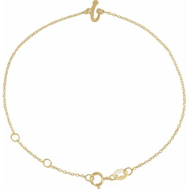 14K Yellow Initial I 6 1/2-7 1/2" Bracelet