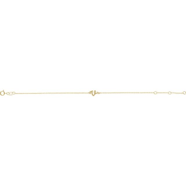 14K Yellow Initial V 6 1/2-7 1/2" Bracelet