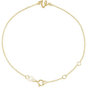 14K Yellow Initial V 6 1/2-7 1/2" Bracelet