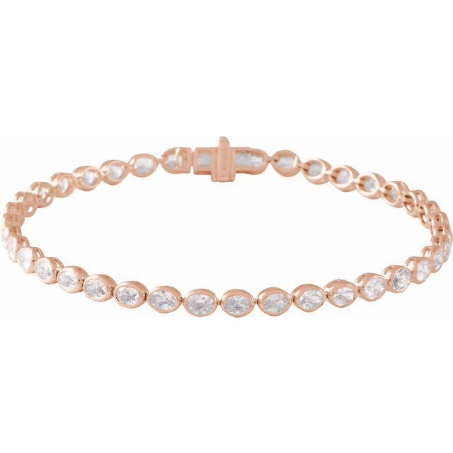 14K Rose 4 9/10 CTW Lab-Grown Diamond Line 7" Bracelet