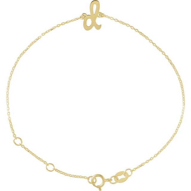 14K Yellow Initial D 6 1/2-7 1/2" Bracelet