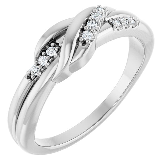 Sterling Silver .07 CTW Natural Diamond Knot Ring