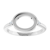 14K White 10x8 mm Oval .03 CTW Natural Diamond Semi-Set Cabochon Ring