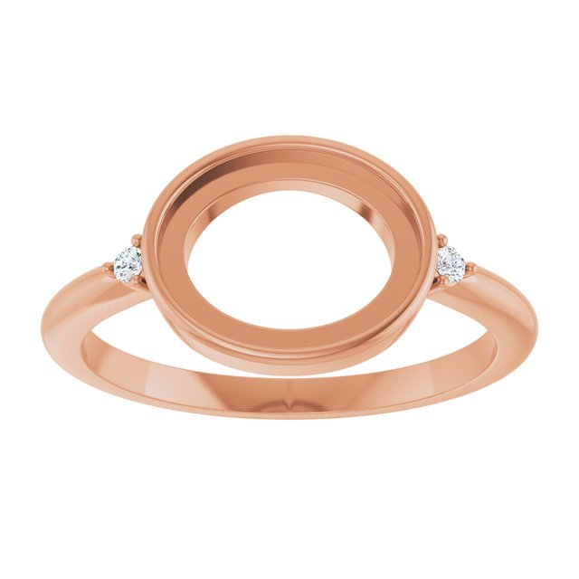 14K Rose 10x8 mm Oval .03 CTW Natural Diamond Semi-Set Cabochon Ring