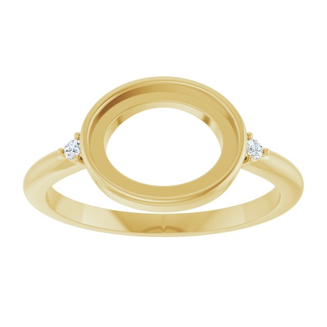 14K Yellow 10x8 mm Oval .03 CTW Natural Diamond Semi-Set Cabochon Ring