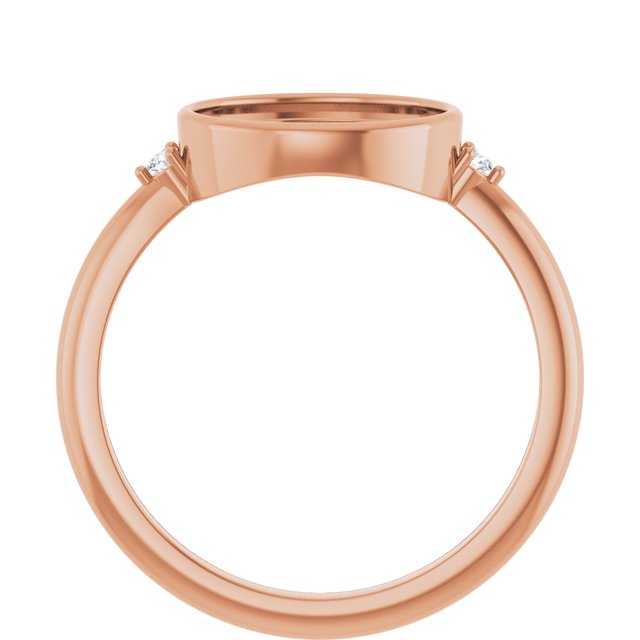 14K Rose 10x8 mm Oval .03 CTW Natural Diamond Semi-Set Cabochon Ring