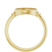 14K Yellow 10x8 mm Oval .03 CTW Natural Diamond Semi-Set Cabochon Ring