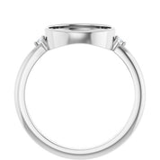 14K White 10x8 mm Oval .03 CTW Natural Diamond Semi-Set Cabochon Ring