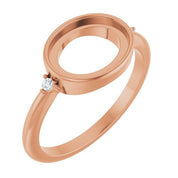 14K Rose 10x8 mm Oval .03 CTW Natural Diamond Semi-Set Cabochon Ring