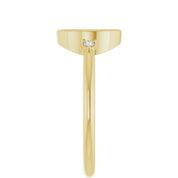 14K Yellow 10x8 mm Oval .03 CTW Natural Diamond Semi-Set Cabochon Ring