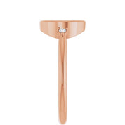 14K Rose 10x8 mm Oval .03 CTW Natural Diamond Semi-Set Cabochon Ring