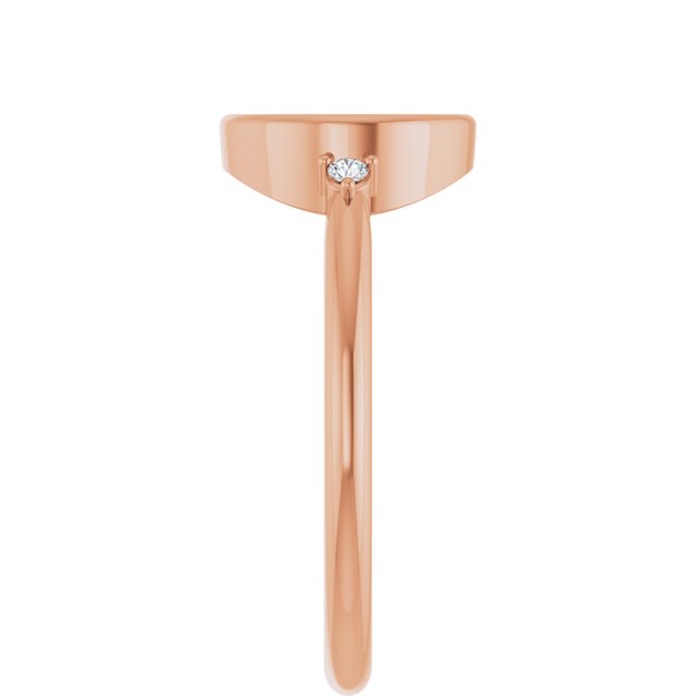 14K Rose 10x8 mm Oval .03 CTW Natural Diamond Semi-Set Cabochon Ring