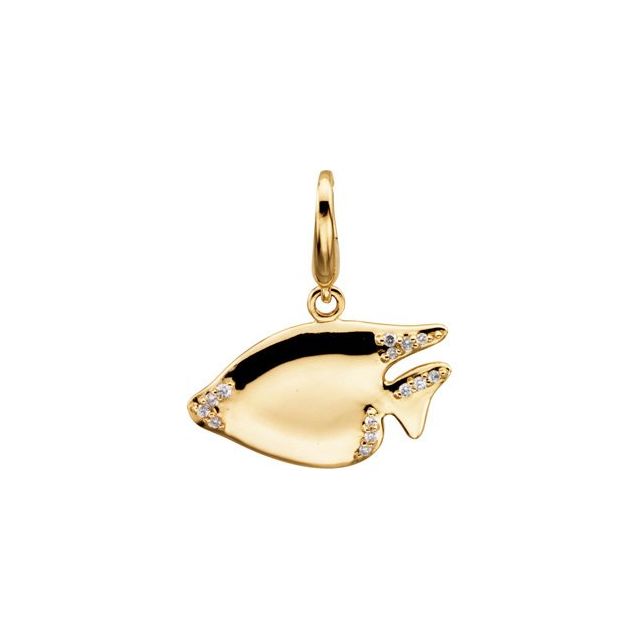 14K Yellow .06 CTW Natural Diamond Sunfish Charm