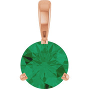 14K Rose Lab-Grown Emerald Pendant