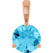 14K Rose Lab-Grown Aqua Sapphire Pendant