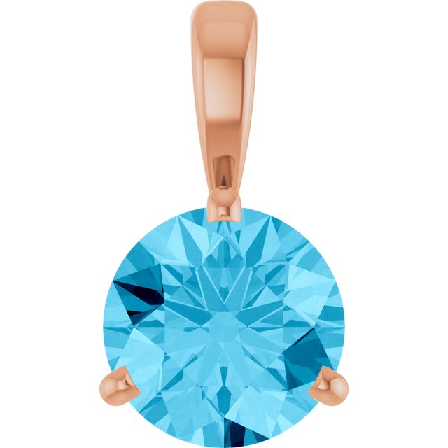 14K Rose Lab-Grown Aqua Sapphire Pendant
