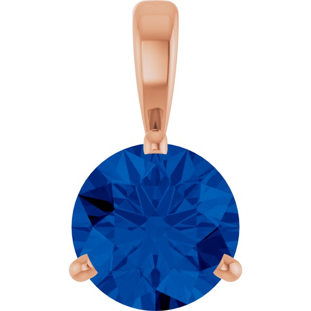 14K Rose Lab-Grown Blue Sapphire Pendant