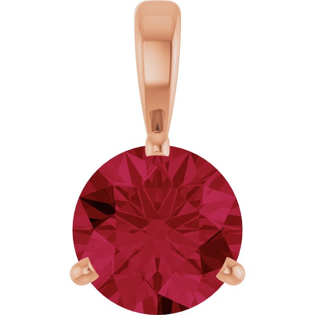 14K Rose Lab-Grown Ruby Pendant
