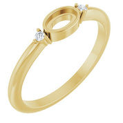 14K Yellow 5x3 mm Oval .03 CTW Natural Diamond Semi-Set Cabochon Ring