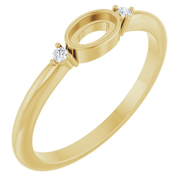 14K Yellow 5x3 mm Oval .03 CTW Natural Diamond Semi-Set Cabochon Ring