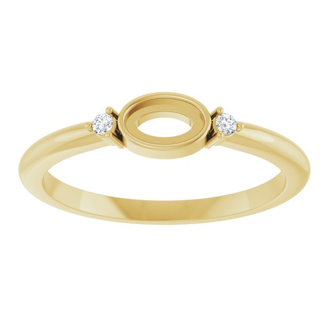 14K Yellow 5x3 mm Oval .03 CTW Natural Diamond Semi-Set Cabochon Ring