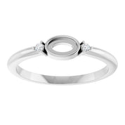 14K White 5x3 mm Oval .03 CTW Natural Diamond Semi-Set Cabochon Ring