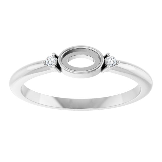 14K White 5x3 mm Oval .03 CTW Natural Diamond Semi-Set Cabochon Ring