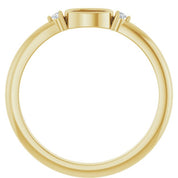 14K Yellow 5x3 mm Oval .03 CTW Natural Diamond Semi-Set Cabochon Ring