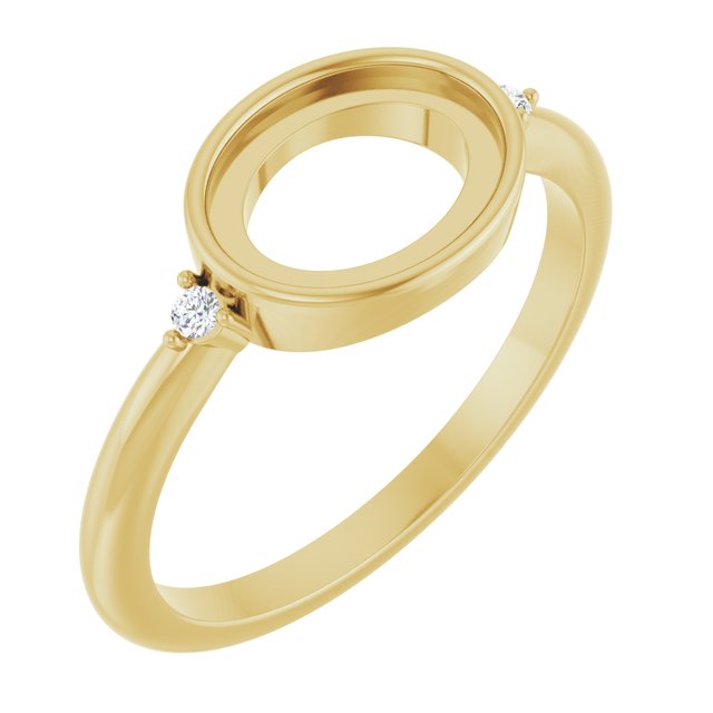14K Yellow 9x7 mm Oval .03 CTW Natural Diamond Semi-Set Cabochon Ring