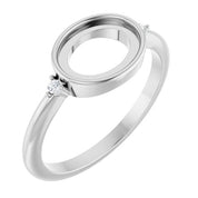14K White 9x7 mm Oval .03 CTW Natural Diamond Semi-Set Cabochon Ring