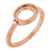 14K Rose 9x7 mm Oval .03 CTW Natural Diamond Semi-Set Cabochon Ring