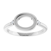 14K White 9x7 mm Oval .03 CTW Natural Diamond Semi-Set Cabochon Ring