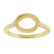 14K Yellow 9x7 mm Oval .03 CTW Natural Diamond Semi-Set Cabochon Ring