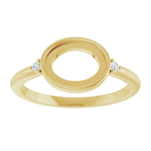 14K Yellow 9x7 mm Oval .03 CTW Natural Diamond Semi-Set Cabochon Ring