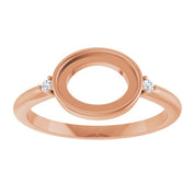 14K Rose 9x7 mm Oval .03 CTW Natural Diamond Semi-Set Cabochon Ring