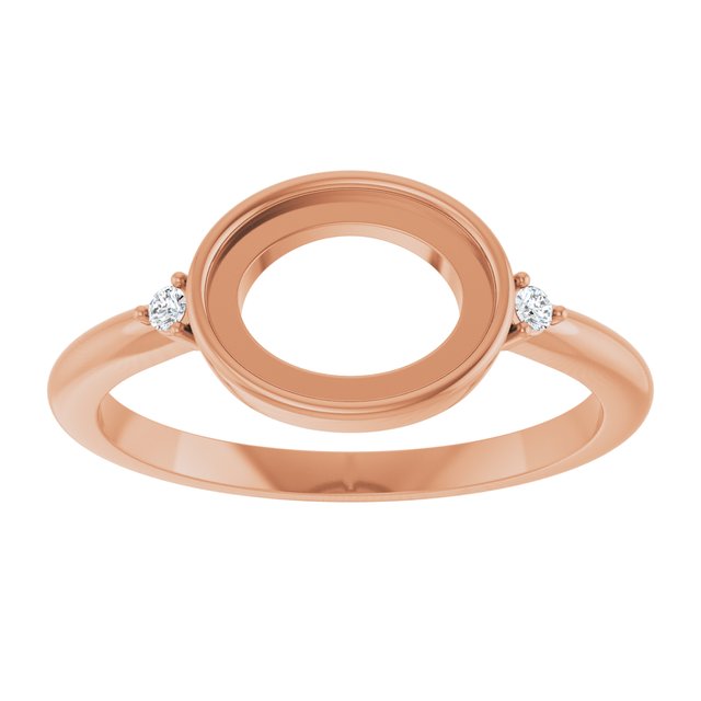 14K Rose 9x7 mm Oval .03 CTW Natural Diamond Semi-Set Cabochon Ring
