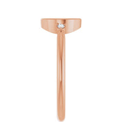 14K Rose 9x7 mm Oval .03 CTW Natural Diamond Semi-Set Cabochon Ring