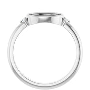 14K White 9x7 mm Oval .03 CTW Natural Diamond Semi-Set Cabochon Ring