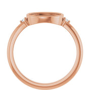 14K Rose 9x7 mm Oval .03 CTW Natural Diamond Semi-Set Cabochon Ring