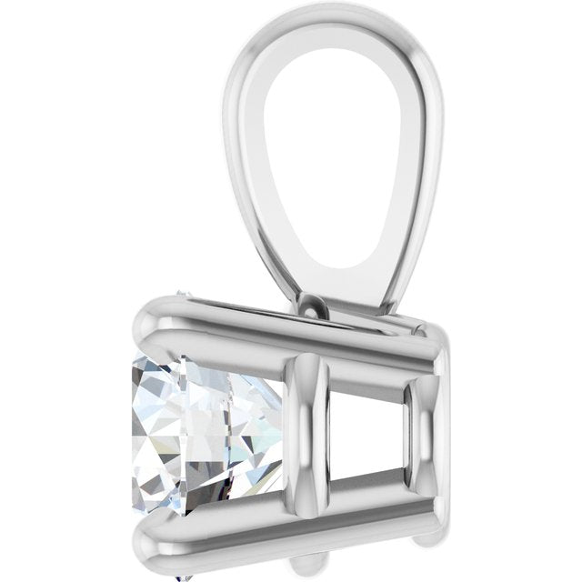 14K White 1/4 CT Natural Diamond Pendant