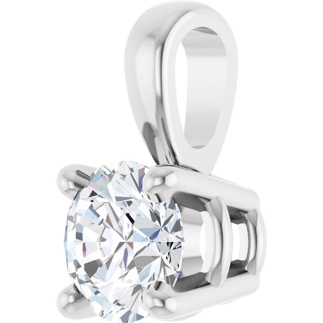 14K White 1/4 CT Natural Diamond Pendant