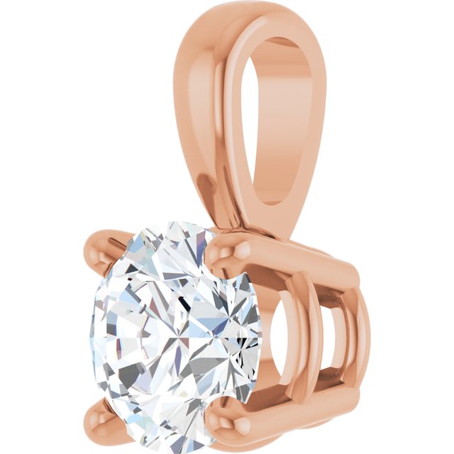 14K Rose 1/3 CT Natural Diamond Pendant