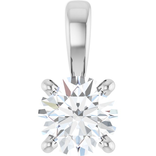 14K White 1/3 CT Natural Diamond Pendant