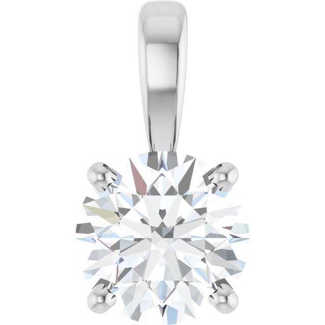 14K White 3/4 CT Natural Diamond Pendant