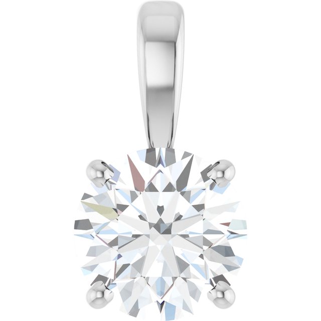 14K White 1 CT Natural Diamond Pendant