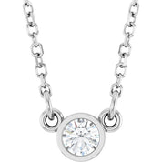 14K White 1/10 CT Natural Diamond Solitaire 18" Necklace