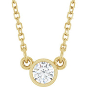 14K Lab-Grown Diamond Solitaire Necklace, 18" Chain, Various Carat Weights Available
