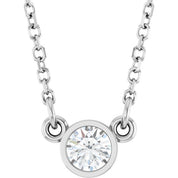 14K White 1/6 CT Natural Diamond Solitaire 18" Necklace