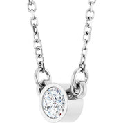 14K White 1/6 CT Natural Diamond Solitaire 18" Necklace